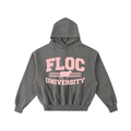 "FLOC UNIVERSITY" - DARK GREY ENZYME WASHED HOODIE