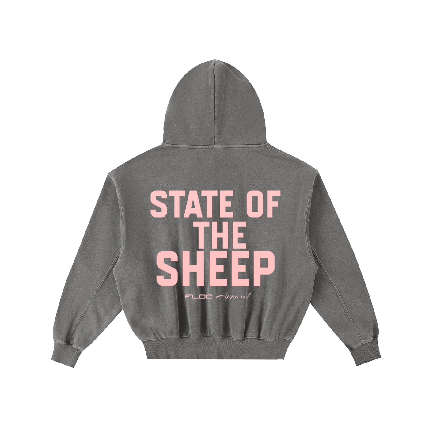 "FLOC UNIVERSITY" - DARK GREY ENZYME WASHED HOODIE